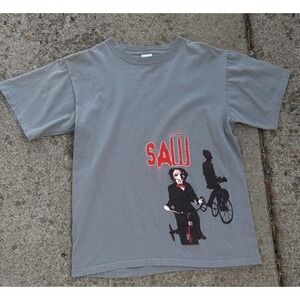 Vintage Saw 2004 Movie T Shirt Medium Anvil Horror Cult Jigsaw Promo Rare